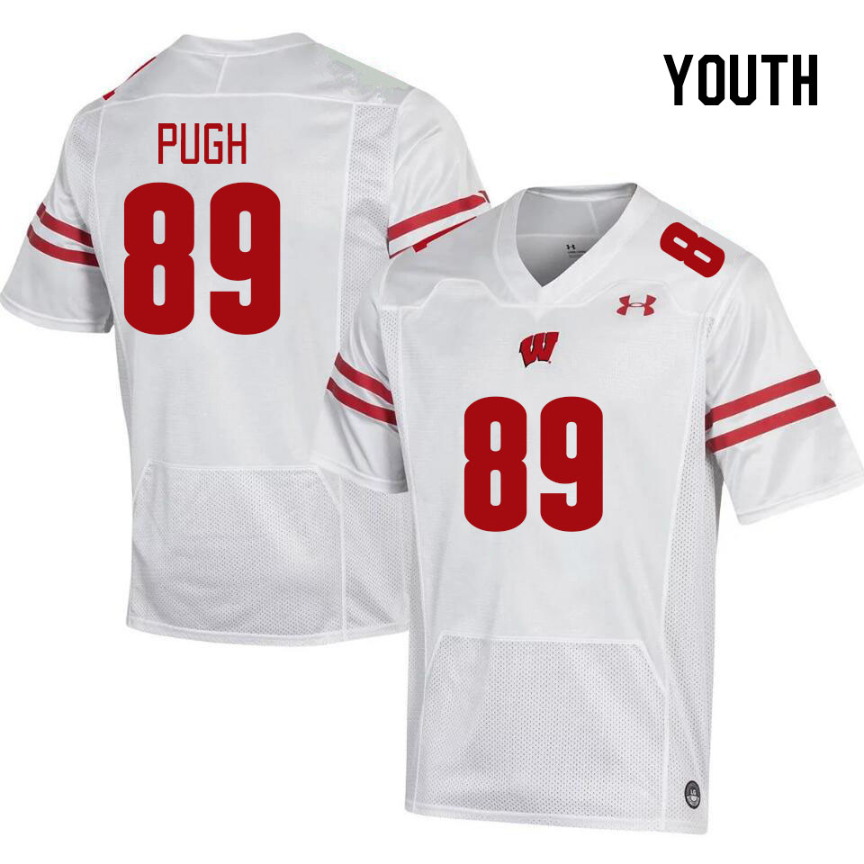 Youth #89 Jack Pugh Winsconsin Badgers College Football Jerseys Stitched Sale-White